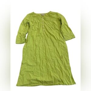 Fabindia 100% Cotton Lime Green Kurti Dress Tunic Embroidered Slim Fit L
